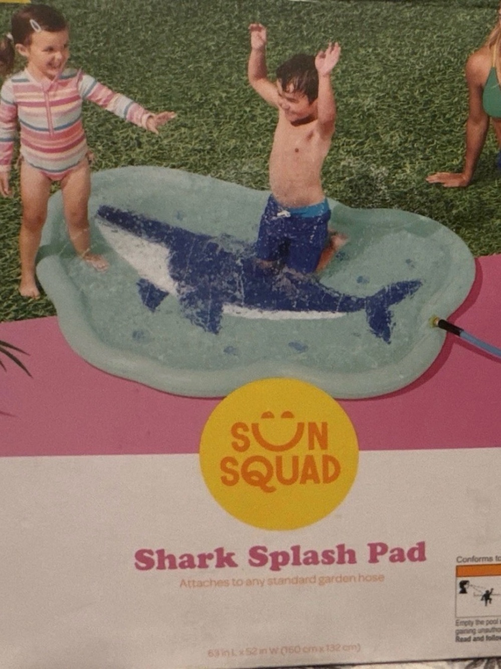 Sun Squad Shark Splash Pad - Blue Shark Kids Water Play Mat